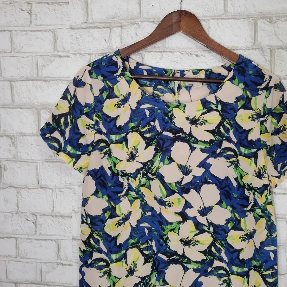 J Crew blue floral top